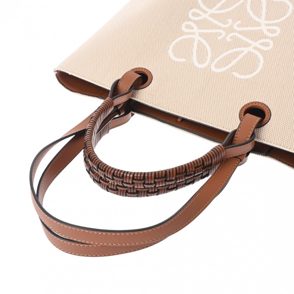 Loewe Anagram Tote Bag Ecru Tan Canvas Calfskin - Picture 3 of 9